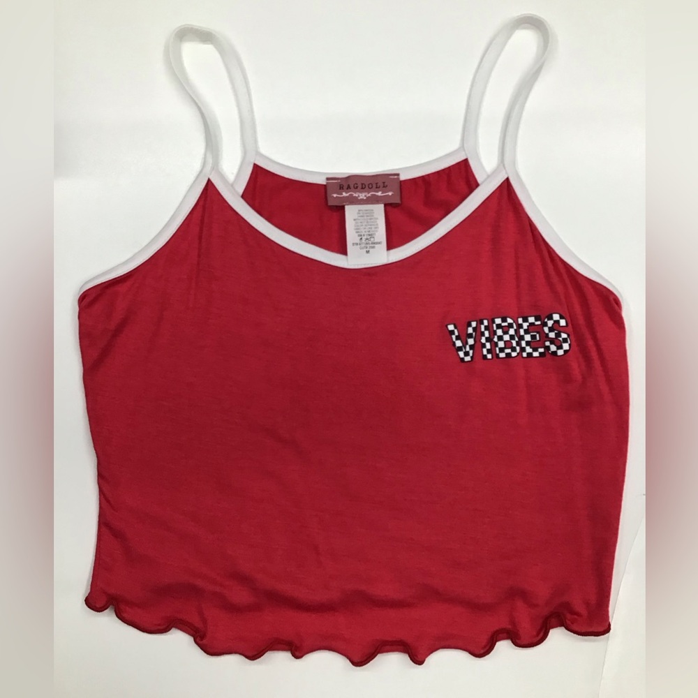 Ragdoll Red Tank with Vibes Detail